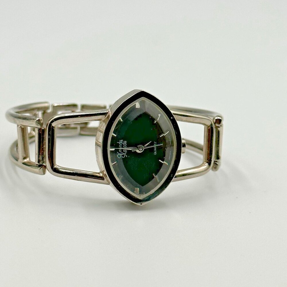 3/$30 Xanadu Watch Women Silver Tone Marquise Face Black Dial 17MM Bangle 5.5" - Picture 3 of 14